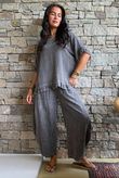 Frame Hopsack Frill Box Top Washed Chocolate